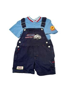 Vintage Matchbox Cars Y2K Overalls Outfit Size 3T